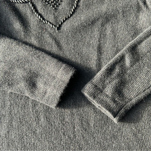 Vintage Tamra Black  Wool Angora Blend Beaded Sweater - Picture 9 of 15